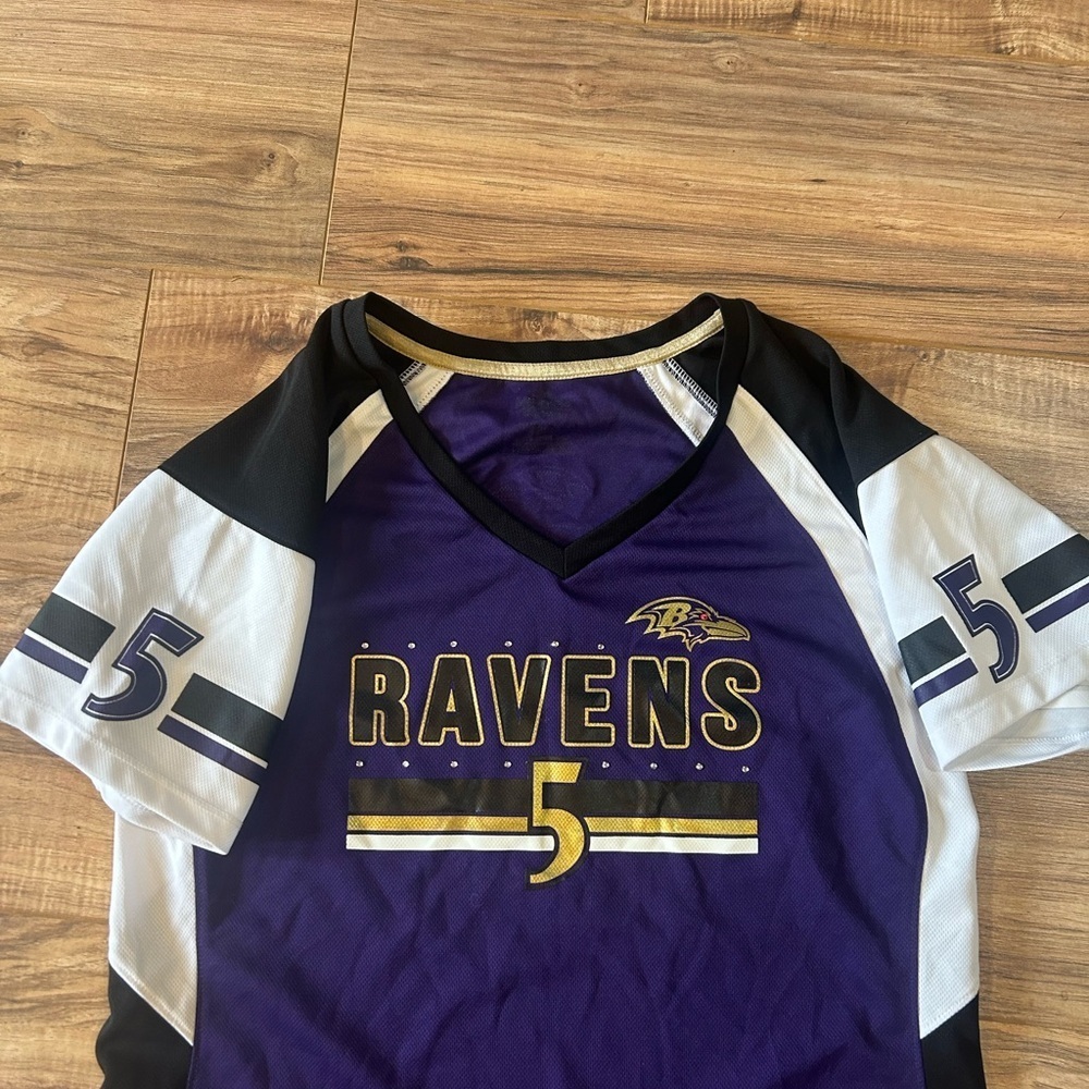 Women’s Ravens #5 Flacco Jersey Rhinestone Embellished Size L - Picture 2 of 8
